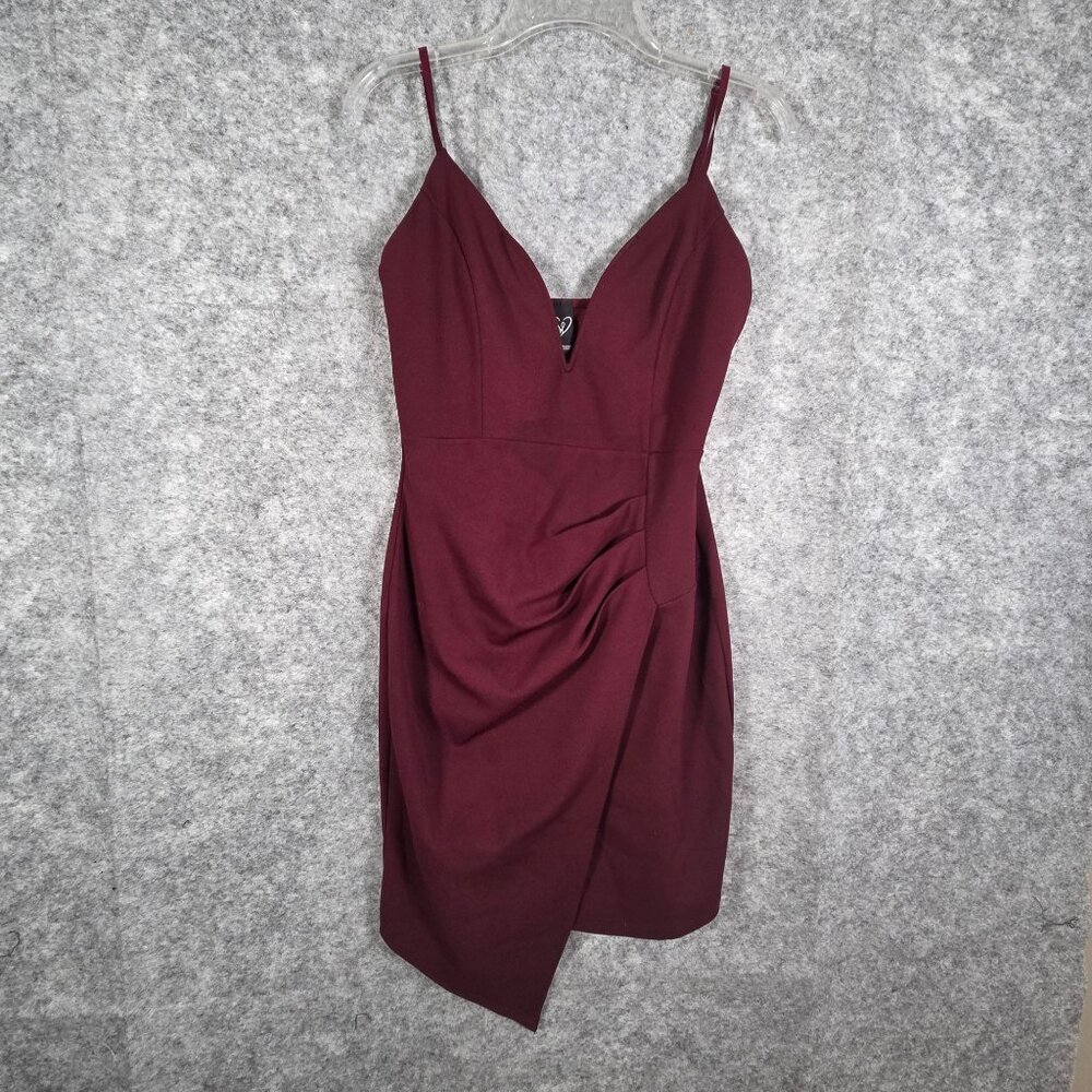 Windsor Burgundy Bodycon Asymmetrical Mini Dress Sleeveless Party Cocktail Size - Picture 2 of 8
